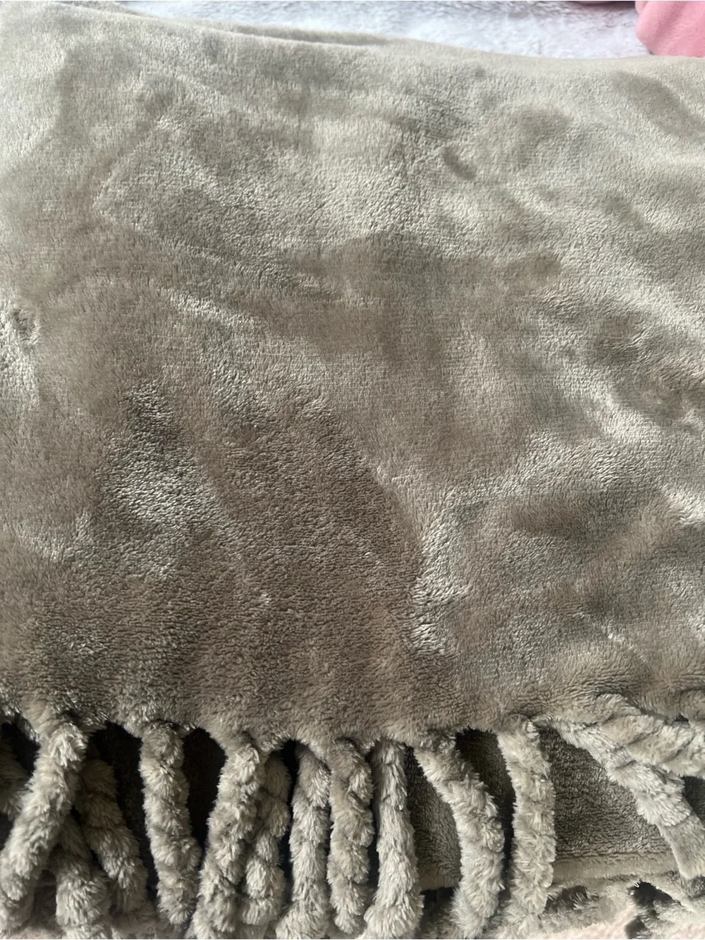 Nordstrom Plush Fringe Throw Blanket in Olive